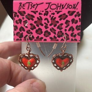 New Betsey Johnson‎ heart-Shaped Red and Green Earrings